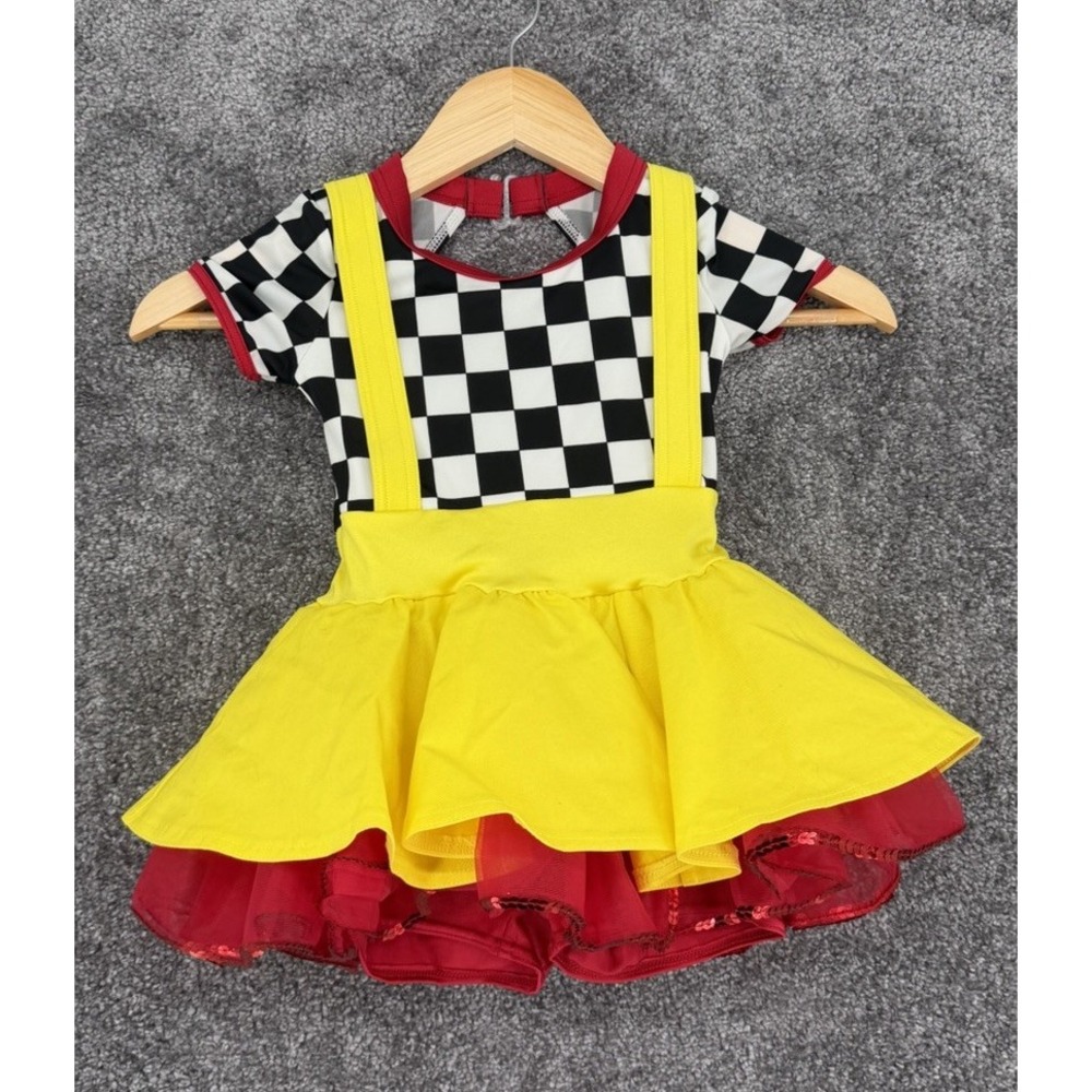 Weissman The Race Is On Dance Costume 12948 Small Child Checkered Yellow No Acc
